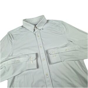 Rhone Commuter Shirt Slim Men Med White Performance Long Sleeve Stretch Office